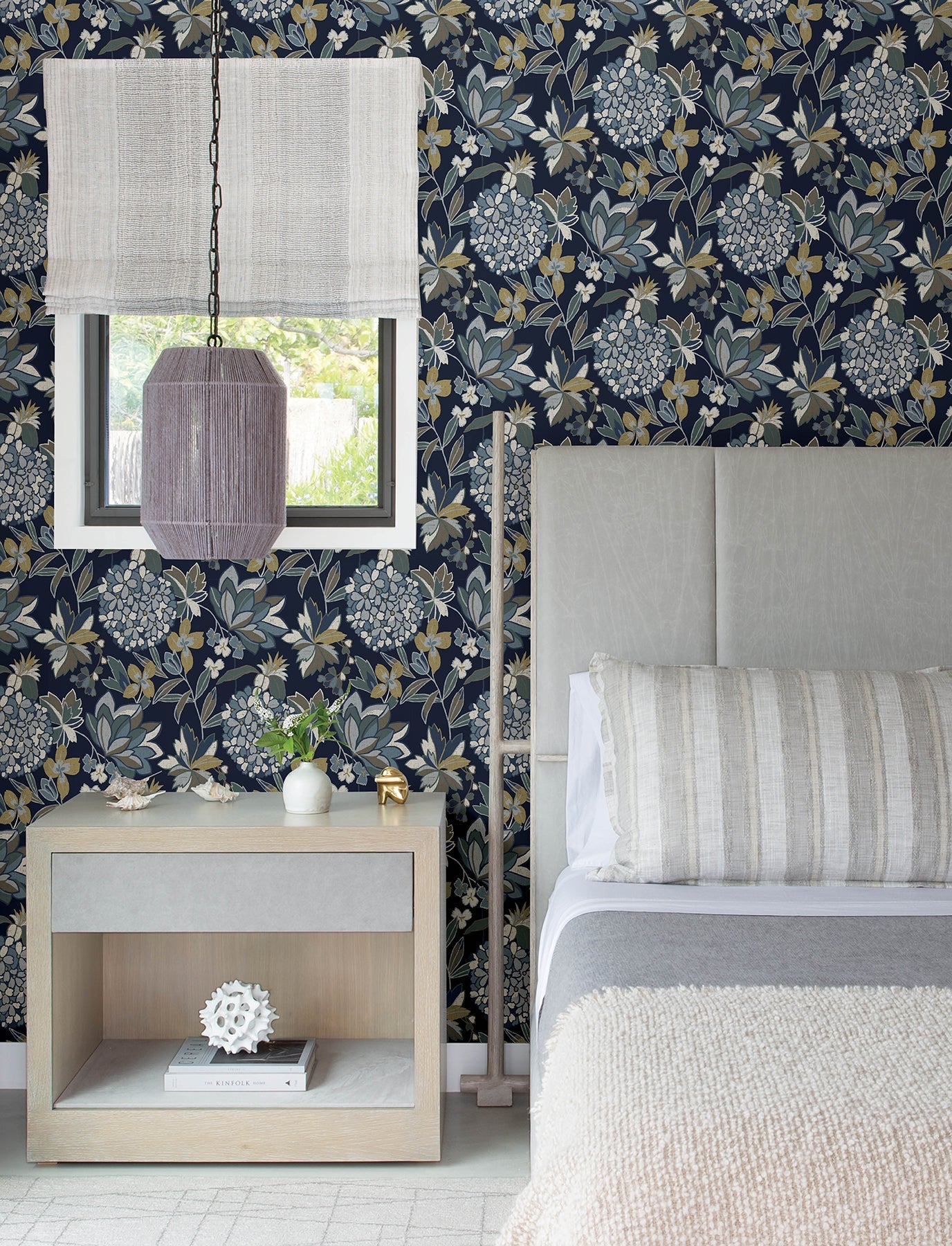 A-Street Prints Valdivian Indigo Floral Wallpaper, 20.5-in by 33-ft