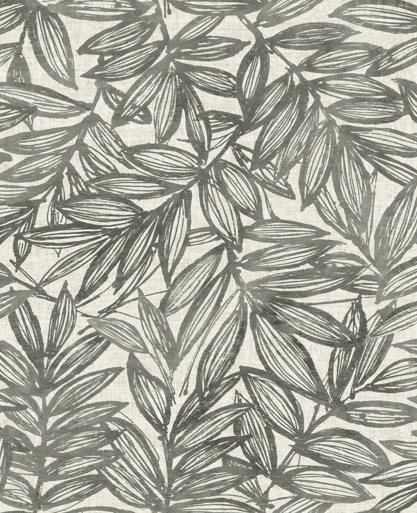 A-Street Prints Rhythmic Charcoal Leaf Wallpaper, 20.5-in by 33-ft