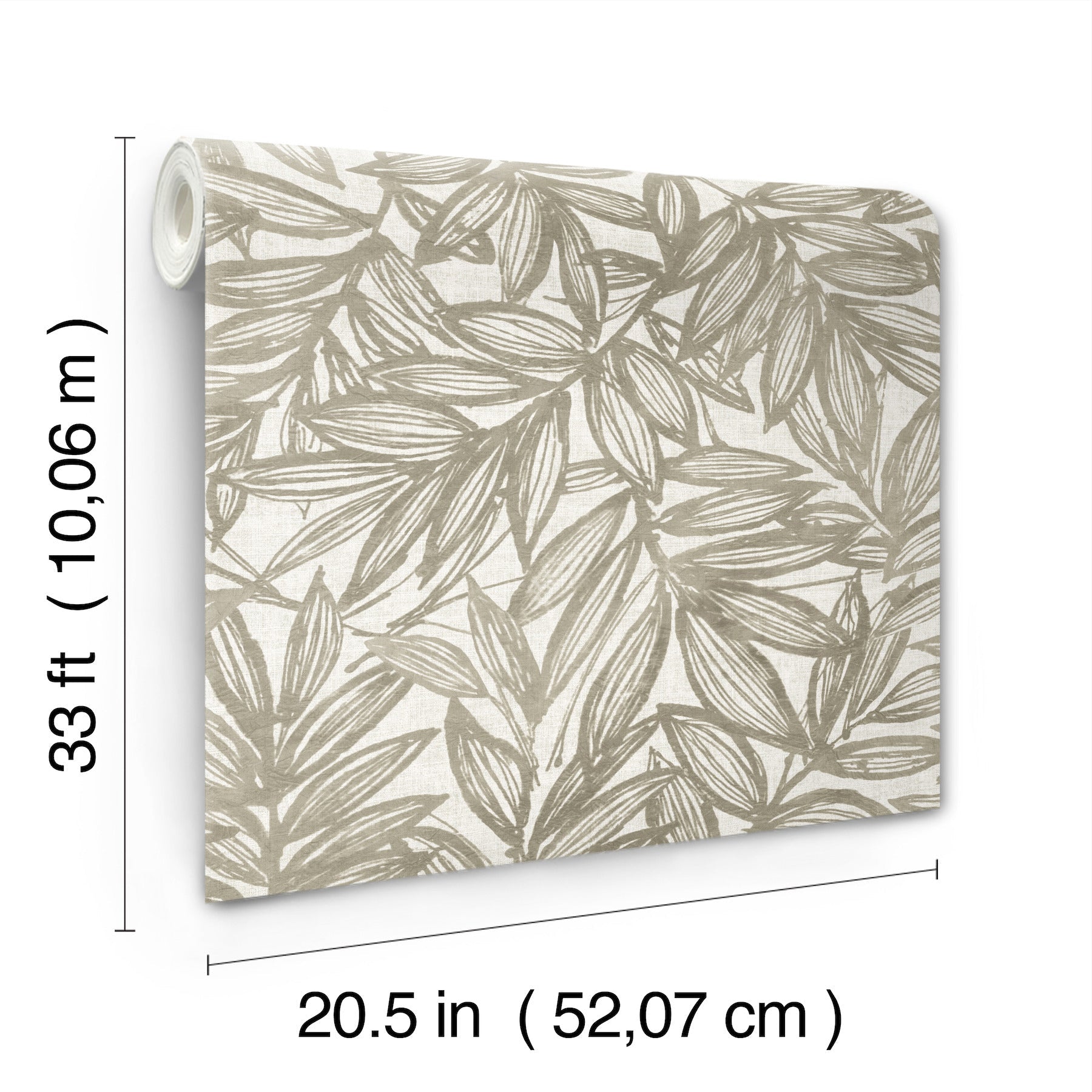 A-Street Prints Rhythmic Taupe Leaf Wallpaper, 20.5-in by 33-ft