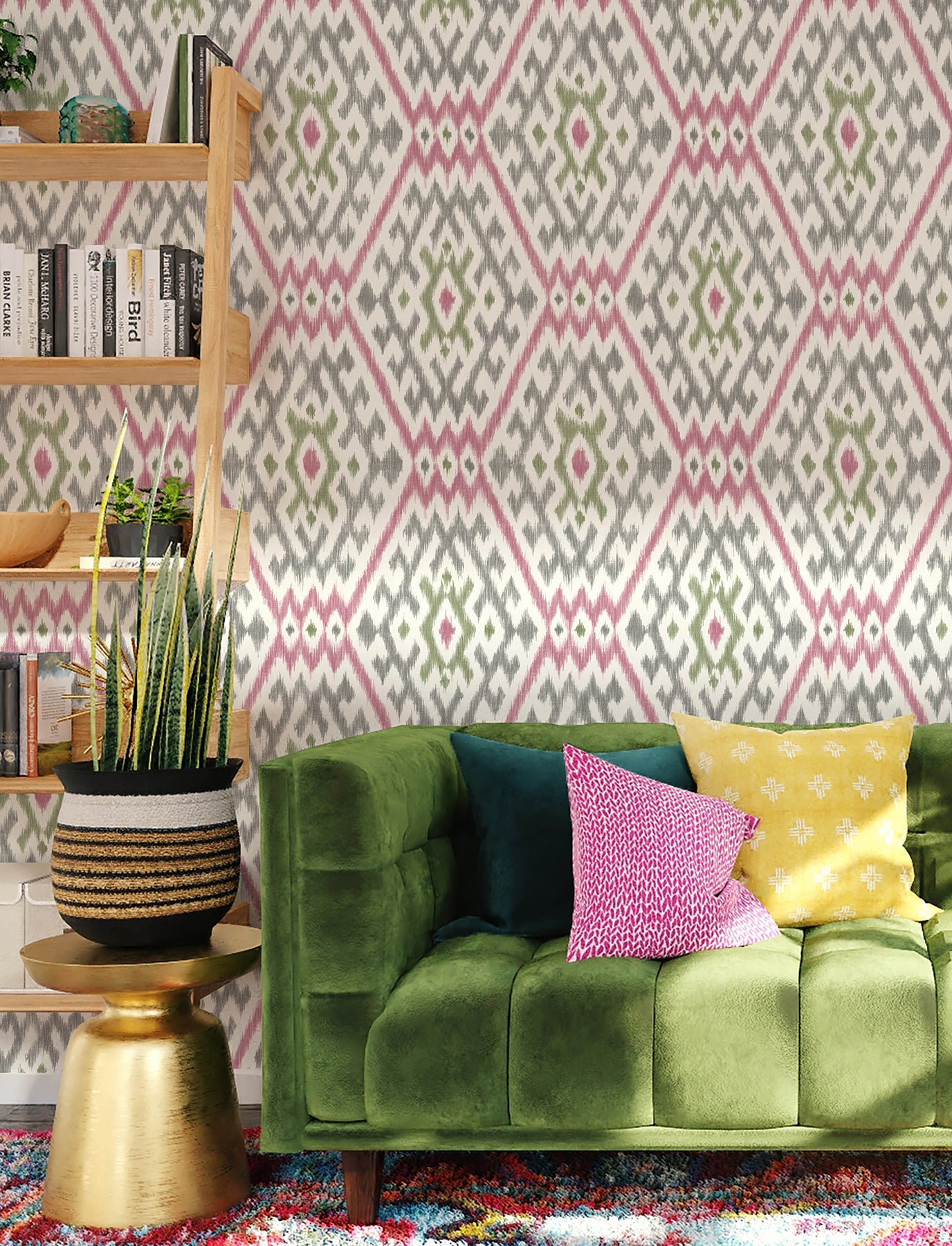 A-Street Prints Solola Fuchsia Ikat Wallpaper, 20.5-in by 33-ft