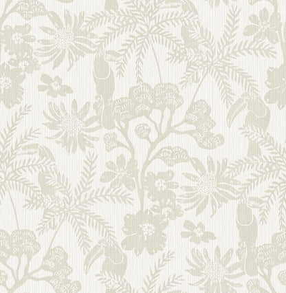 A-Street Prints Jacaranda Taupe Tropical Trail Wallpaper, 20.5-in by 33-ft