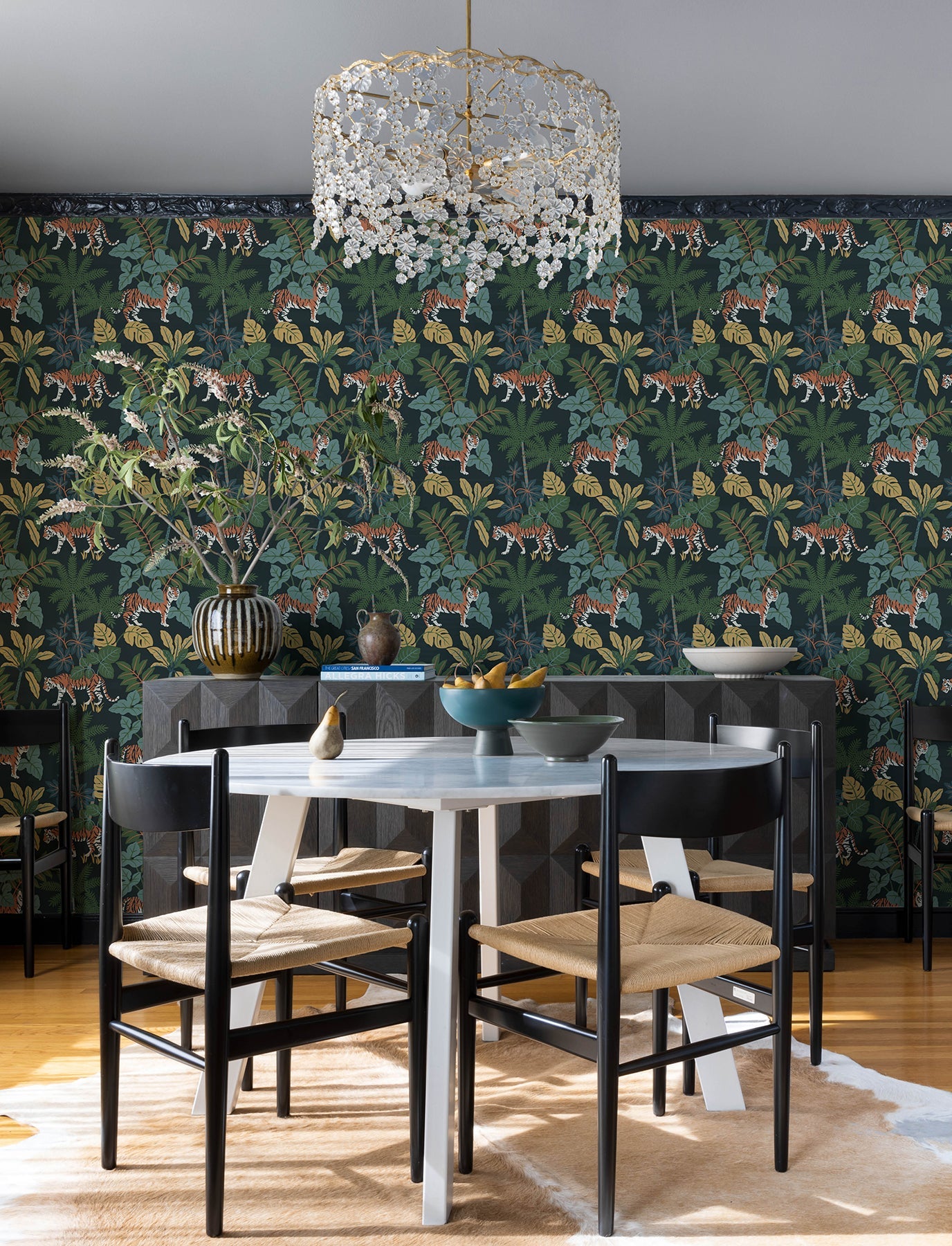 A-Street Prints Caspian Navy Jungle Prowl Wallpaper, 20.5-in by 33-ft