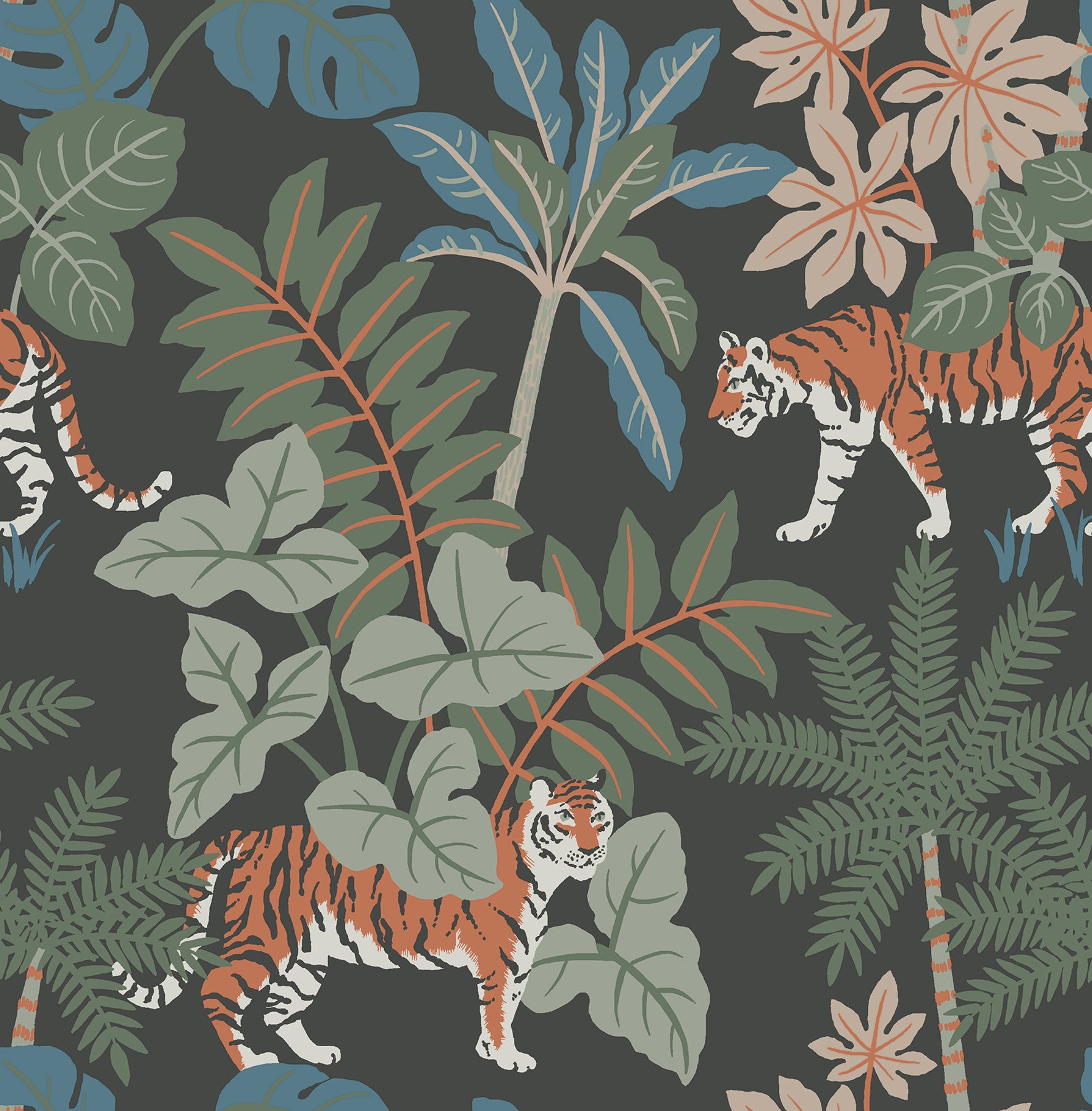 A-Street Prints Caspian Grey Jungle Prowl Wallpaper, 20.5-in by 33-ft