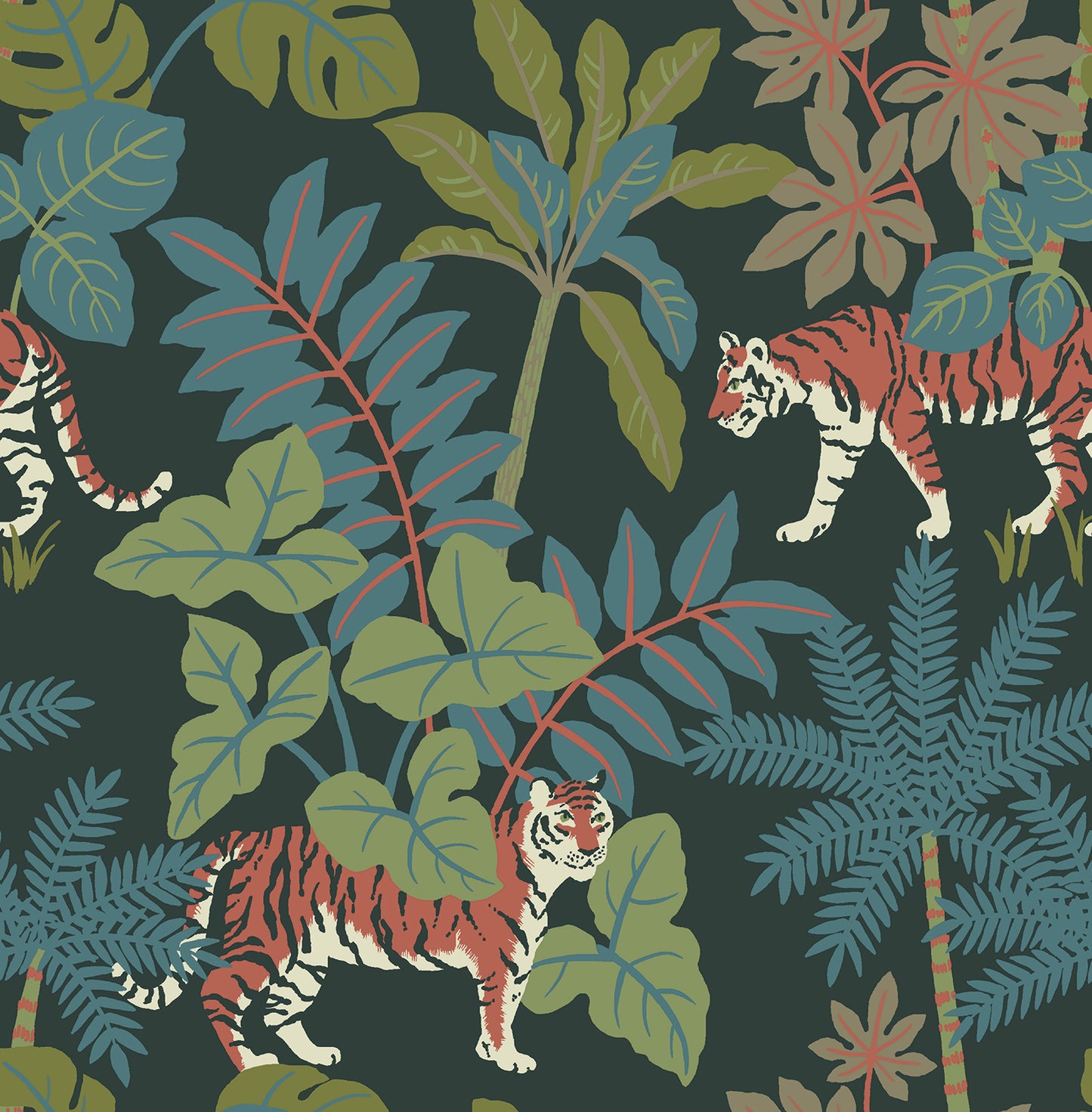 A-Street Prints Caspian Evergreen Jungle Prowl Wallpaper, 20.5-in by 33-ft