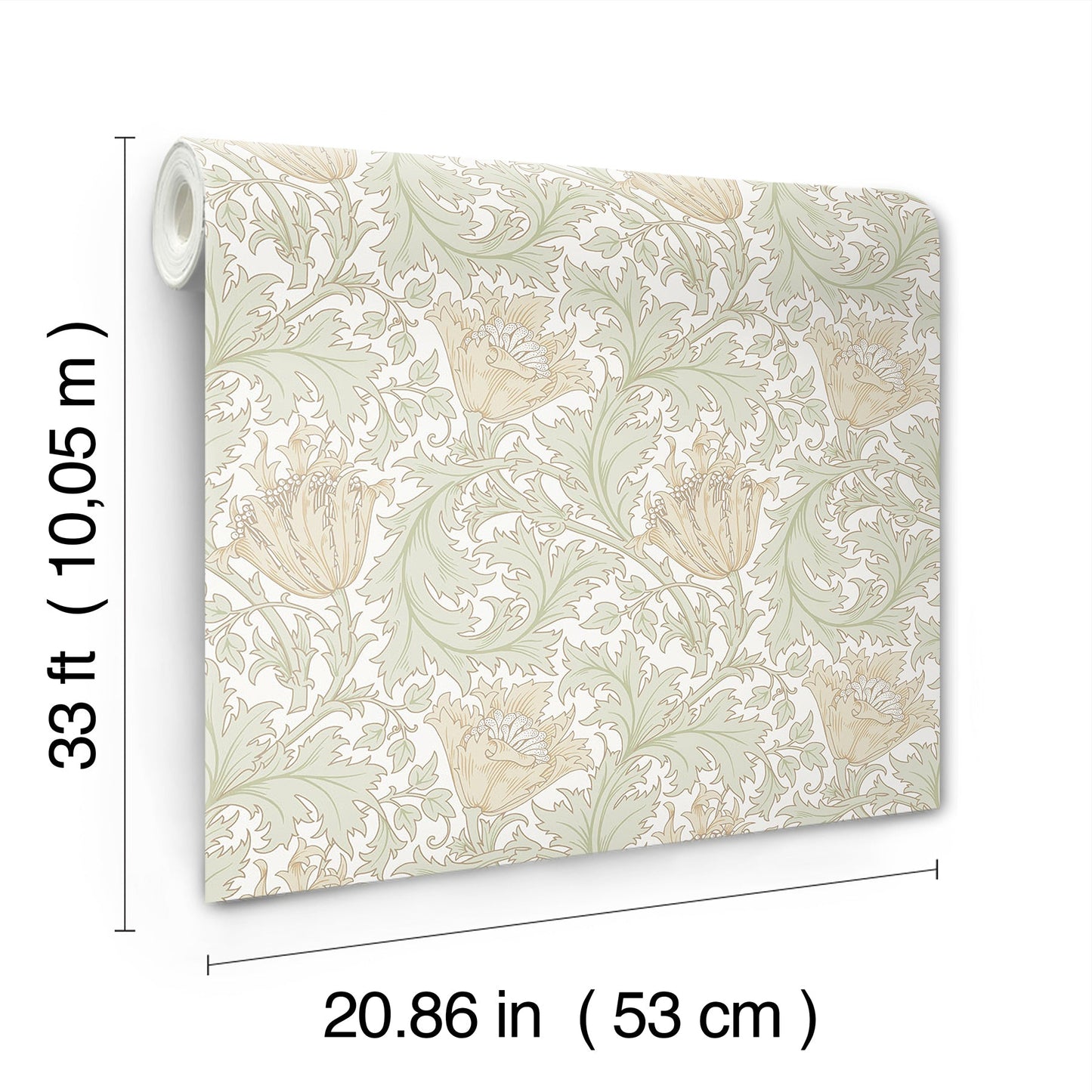 A-Street Prints Anemone Light Green Floral Trail Wallpaper, 20.9-in by 33-ft