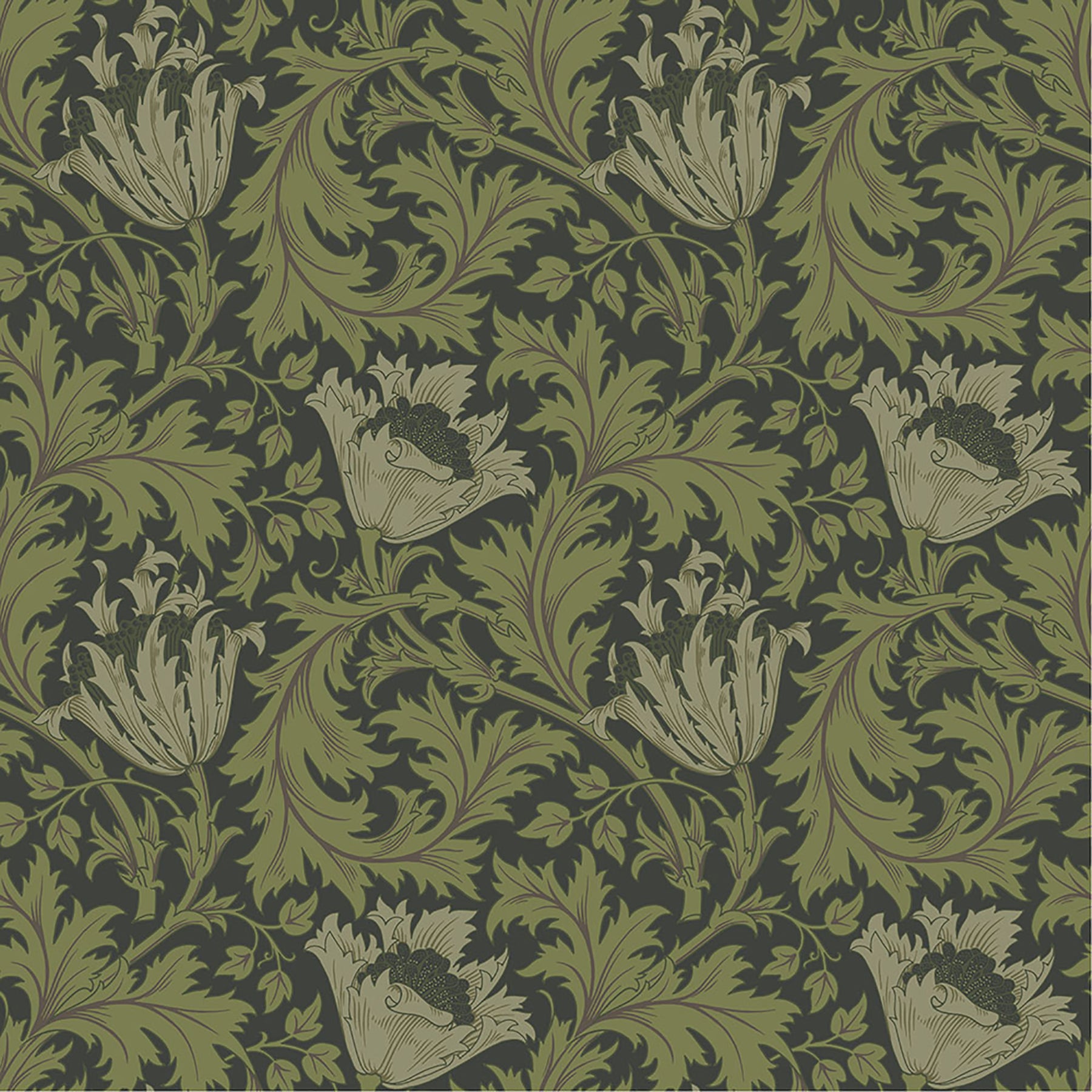 A-Street Prints Anemone Dark Green Floral Trail Wallpaper, 20.9-in by 33-ft