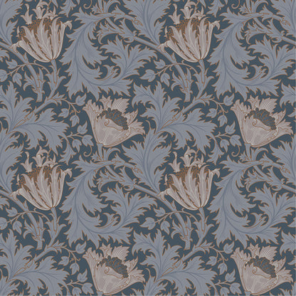 A-Street Prints Anemone Dark Blue Floral Trail Wallpaper, 20.9-in by 33-ft