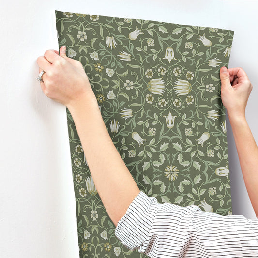 A-Street Prints No 1 Holland Park Green Floral Wallpaper, 20.9-in by 33-ft