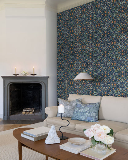 A-Street Prints No 1 Holland Park Dark Blue Floral Wallpaper, 20.9-in by 33-ft