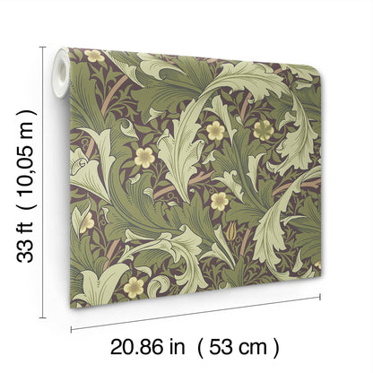 A-Street Prints Granville Plum Leafy Vine Wallpaper, 20.9-in by 33-ft