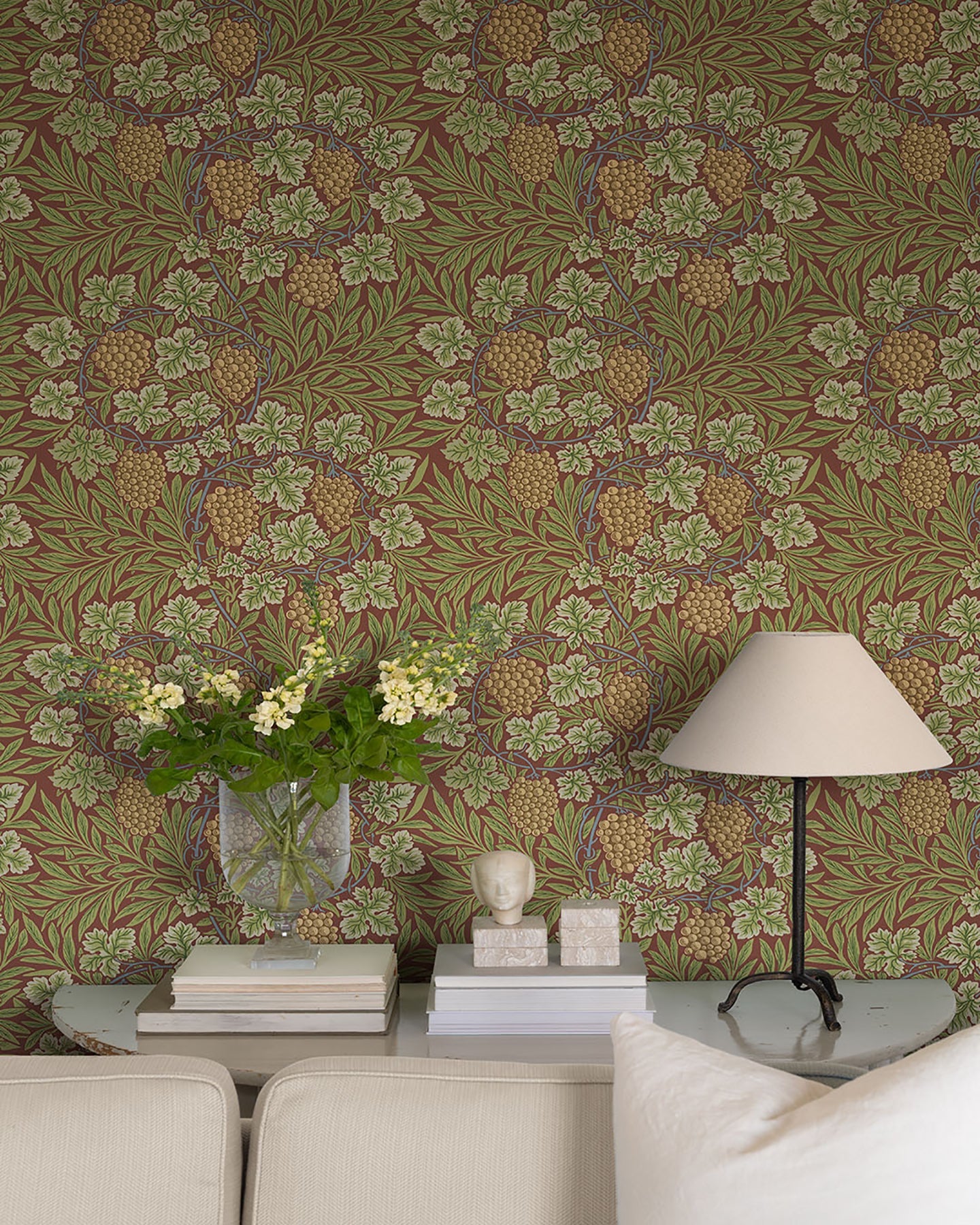 A-Street Prints Vine Ruby Woodland Fruits Wallpaper, 20.9-in by 33-ft