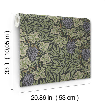 A-Street Prints Vine Green Woodland Fruits Wallpaper, 20.9-in by 33-ft