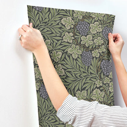 A-Street Prints Vine Green Woodland Fruits Wallpaper, 20.9-in by 33-ft