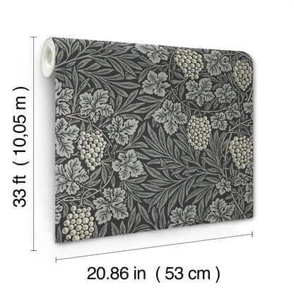 A-Street Prints Vine Denim Woodland Fruits Wallpaper, 20.9-in by 33-ft