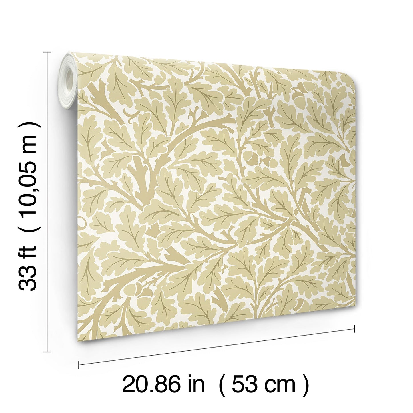 A-Street Prints Oak Tree Light Yellow Leaf Wallpaper, 20.9-in by 33-ft