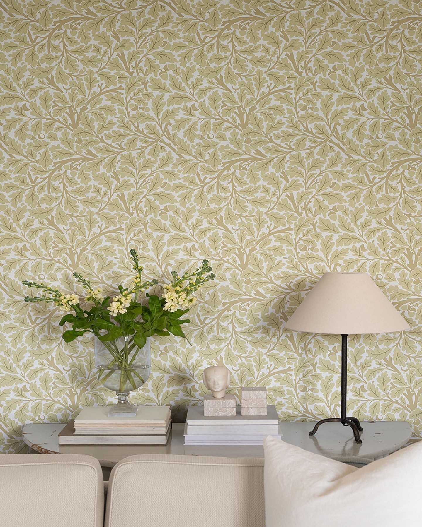 A-Street Prints Oak Tree Light Yellow Leaf Wallpaper, 20.9-in by 33-ft