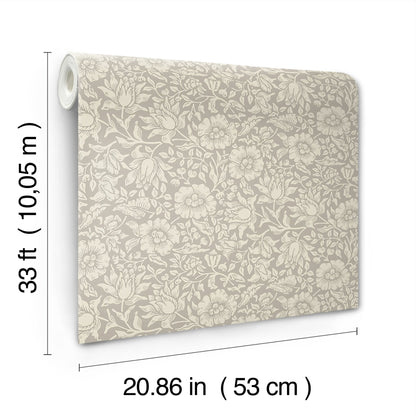 A-Street Prints Mallow Grey Floral Vine Wallpaper, 20.9-in by 33-ft