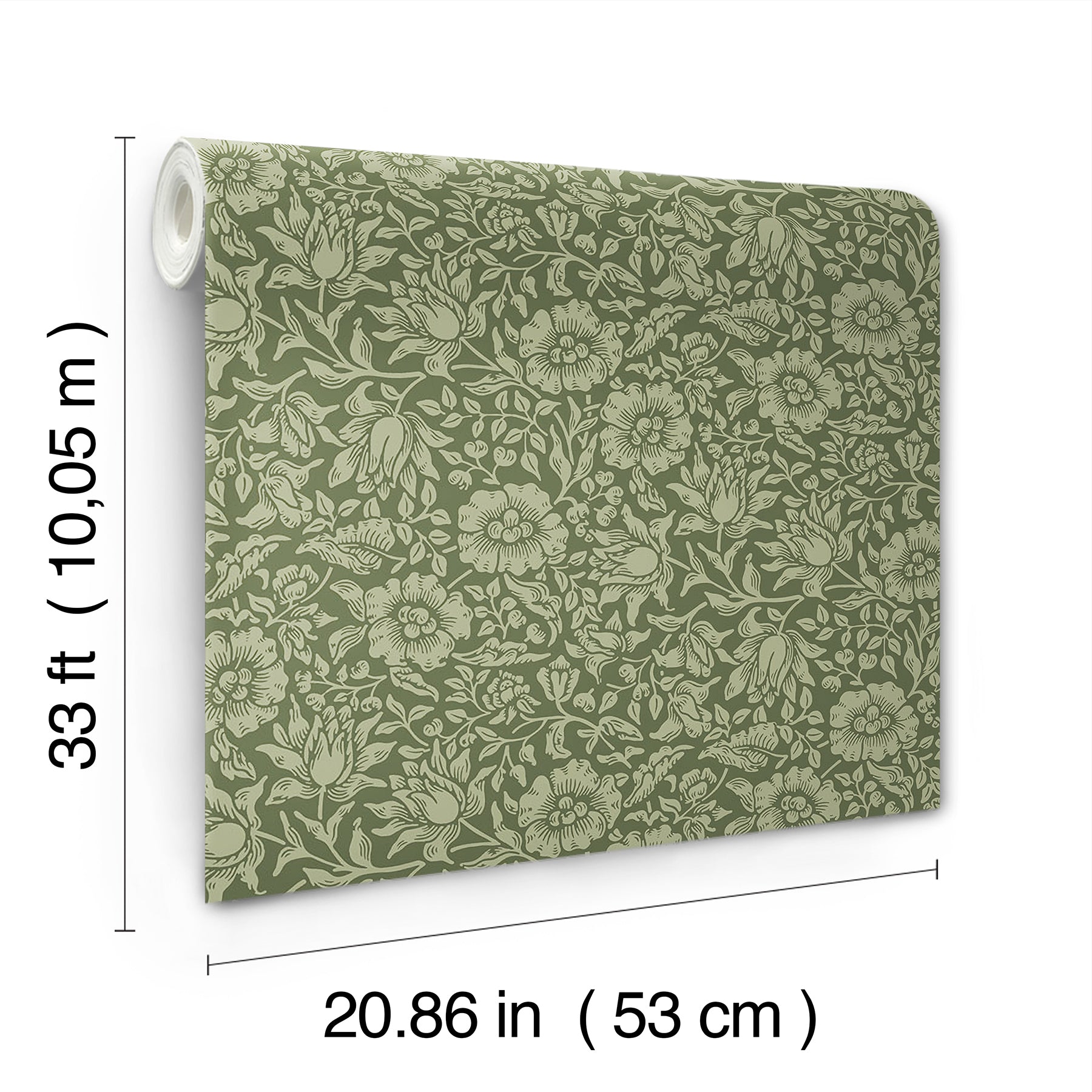 A-Street Prints Mallow Dark Green Floral Vine Wallpaper, 20.9-in by 33-ft