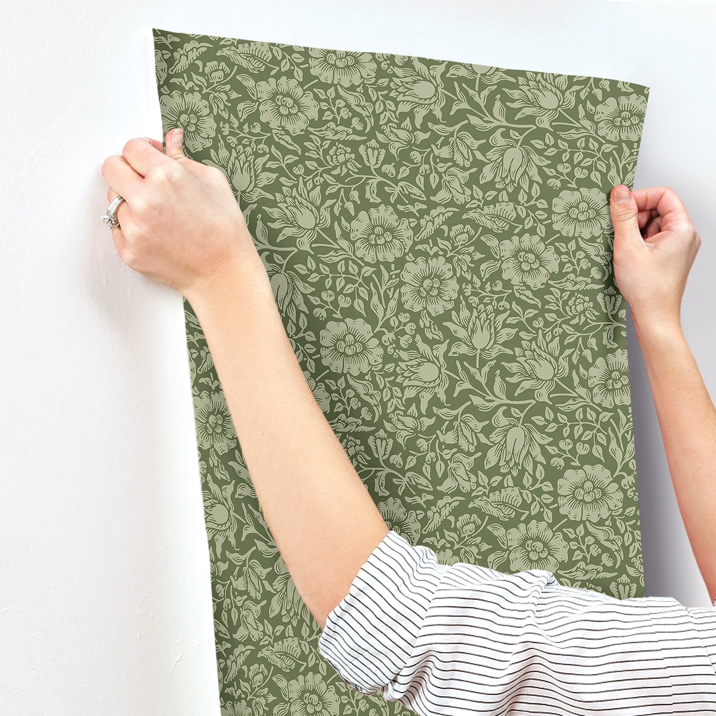 A-Street Prints Mallow Dark Green Floral Vine Wallpaper, 20.9-in by 33-ft