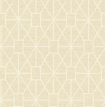 Advantage Stevenson Natural Trellis Wallpaper, 20.5-in by 33-ft