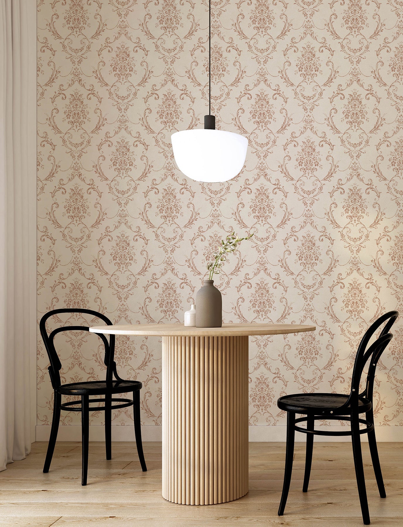 Advantage Glenda Copper Floral Damask Wallpaper, 20.5-in by 33-ft