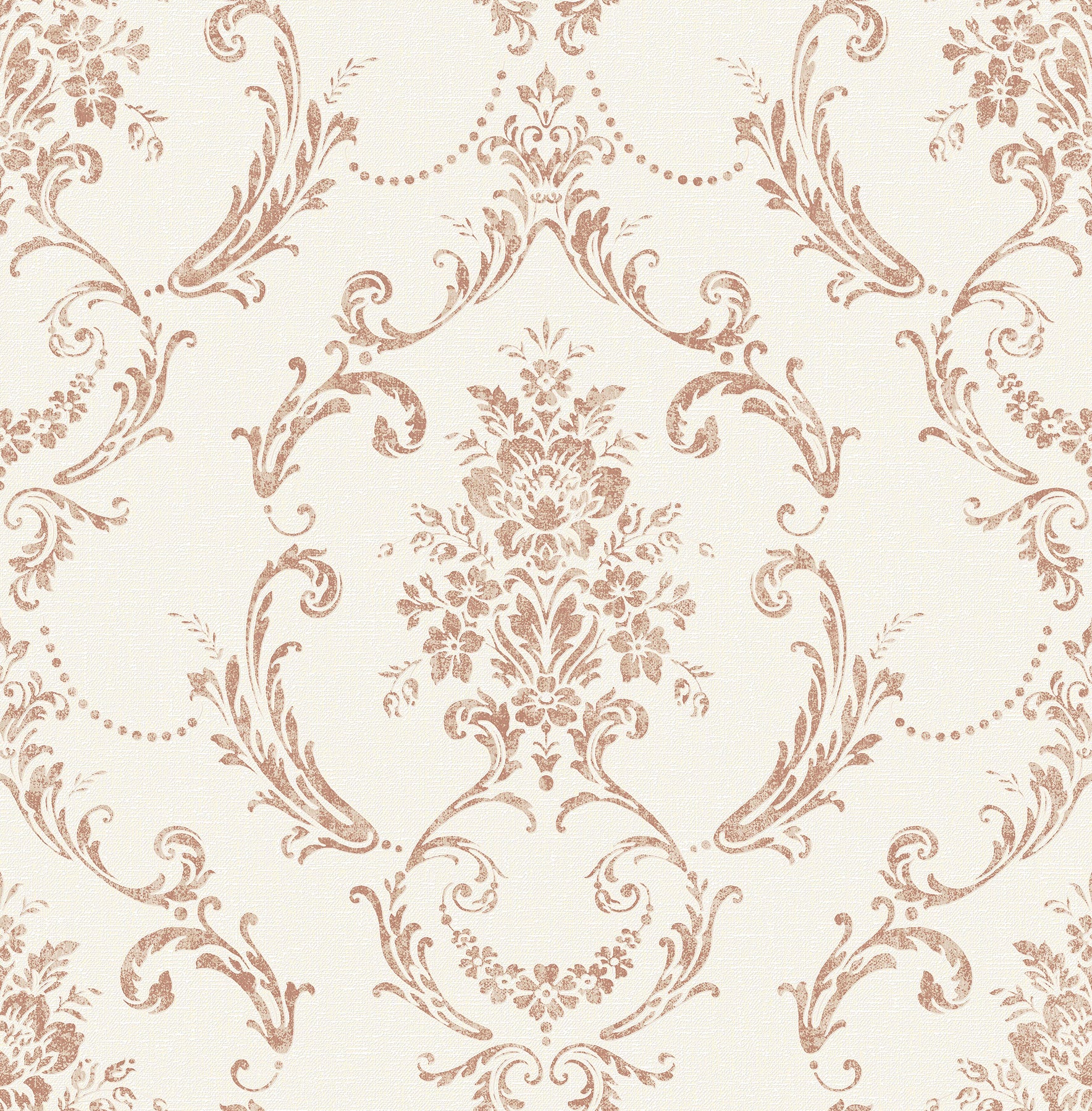 Advantage Glenda Copper Floral Damask Wallpaper, 20.5-in by 33-ft