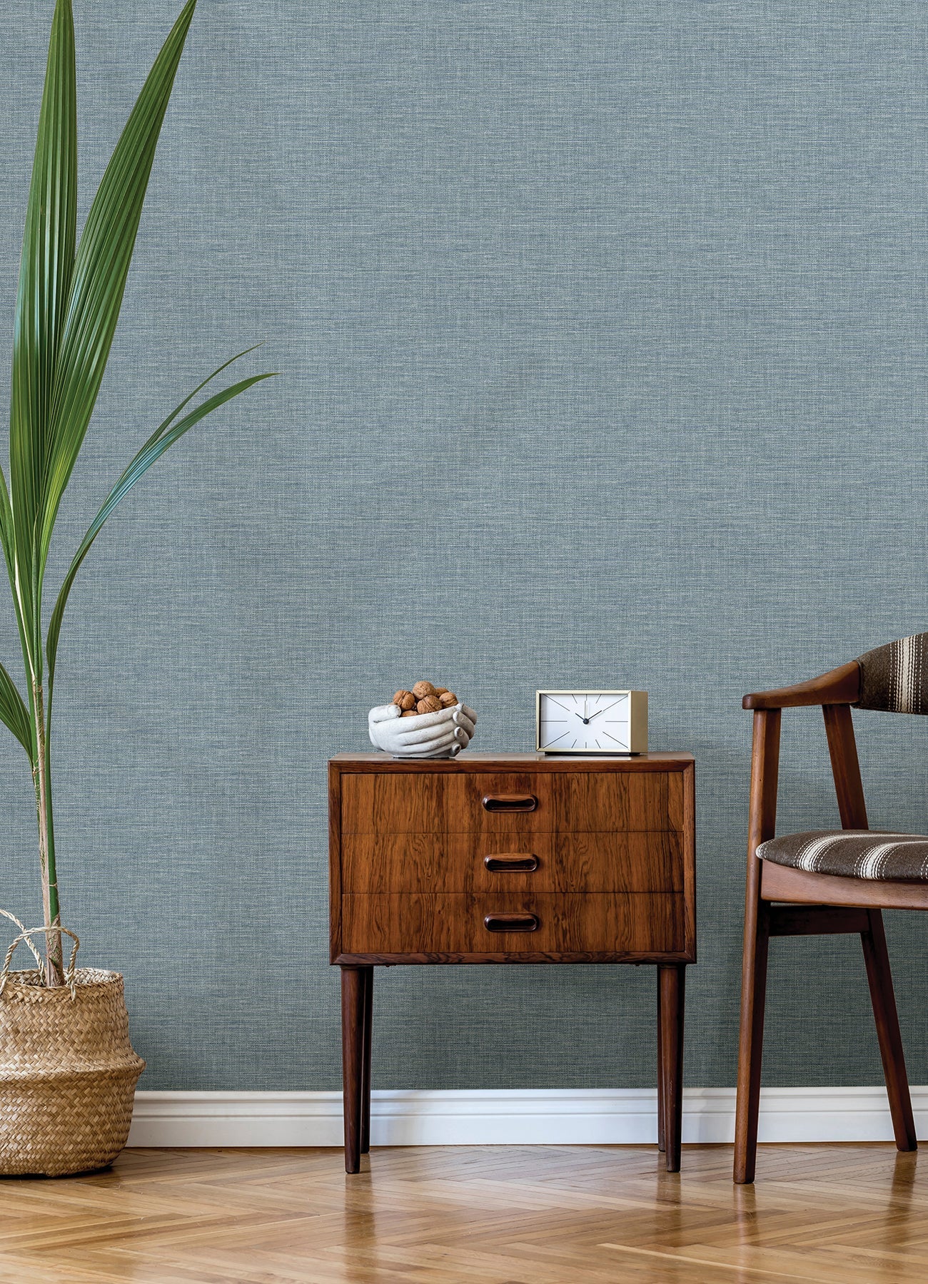 Advantage Exhale Sky Blue Faux Grasscloth Wallpaper, 20.5-in by 33-ft