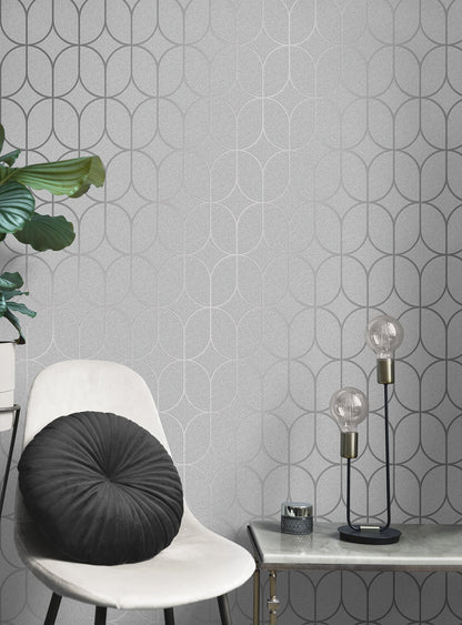 Advantage Raye Silver Rosco Trellis Wallpaper, 20.9-in by 33-ft