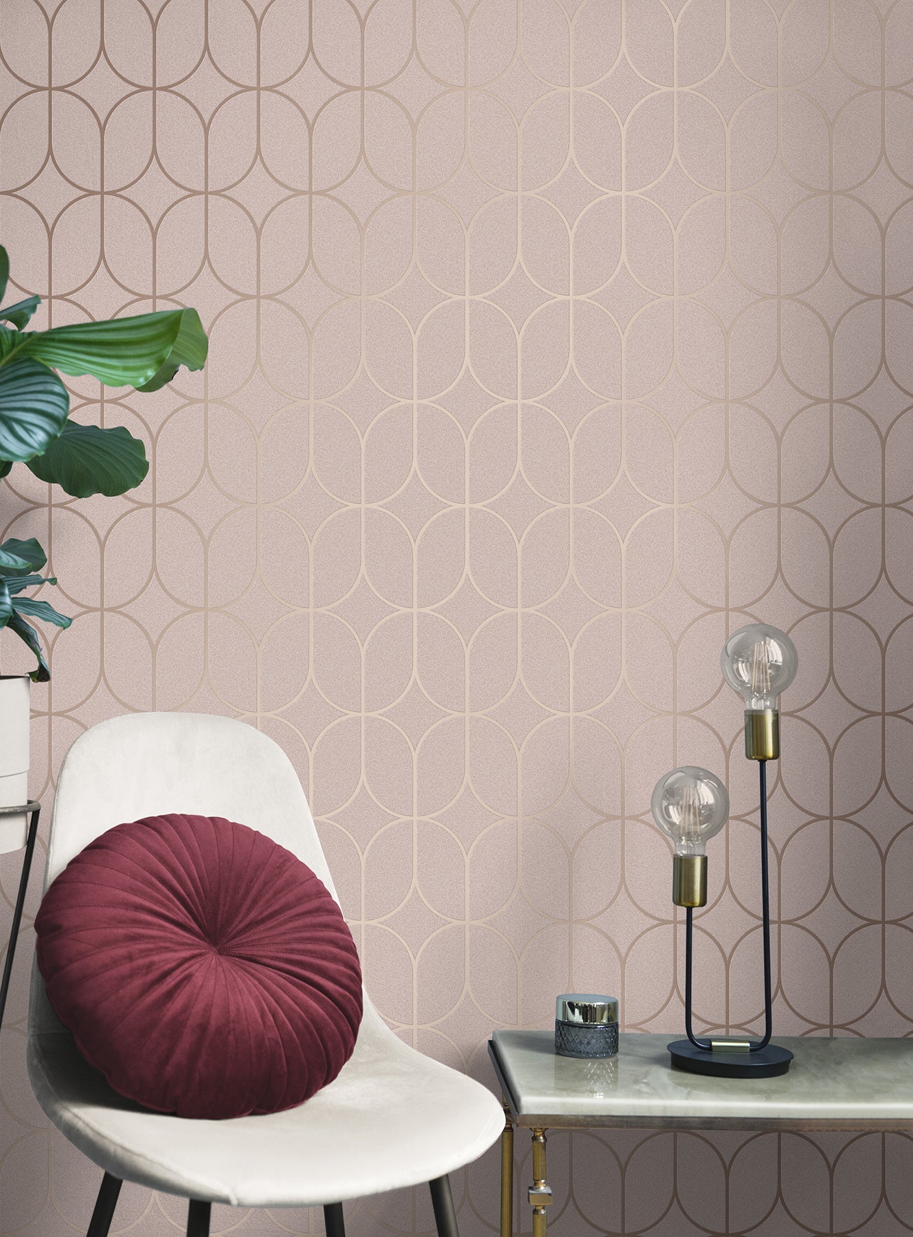 Advantage Raye Pink Rosco Trellis Wallpaper, 20.9-in by 33-ft