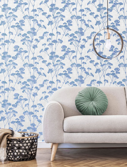 Advantage Sprig Blue Trail Wallpaper, 20.5-in by 33-ft