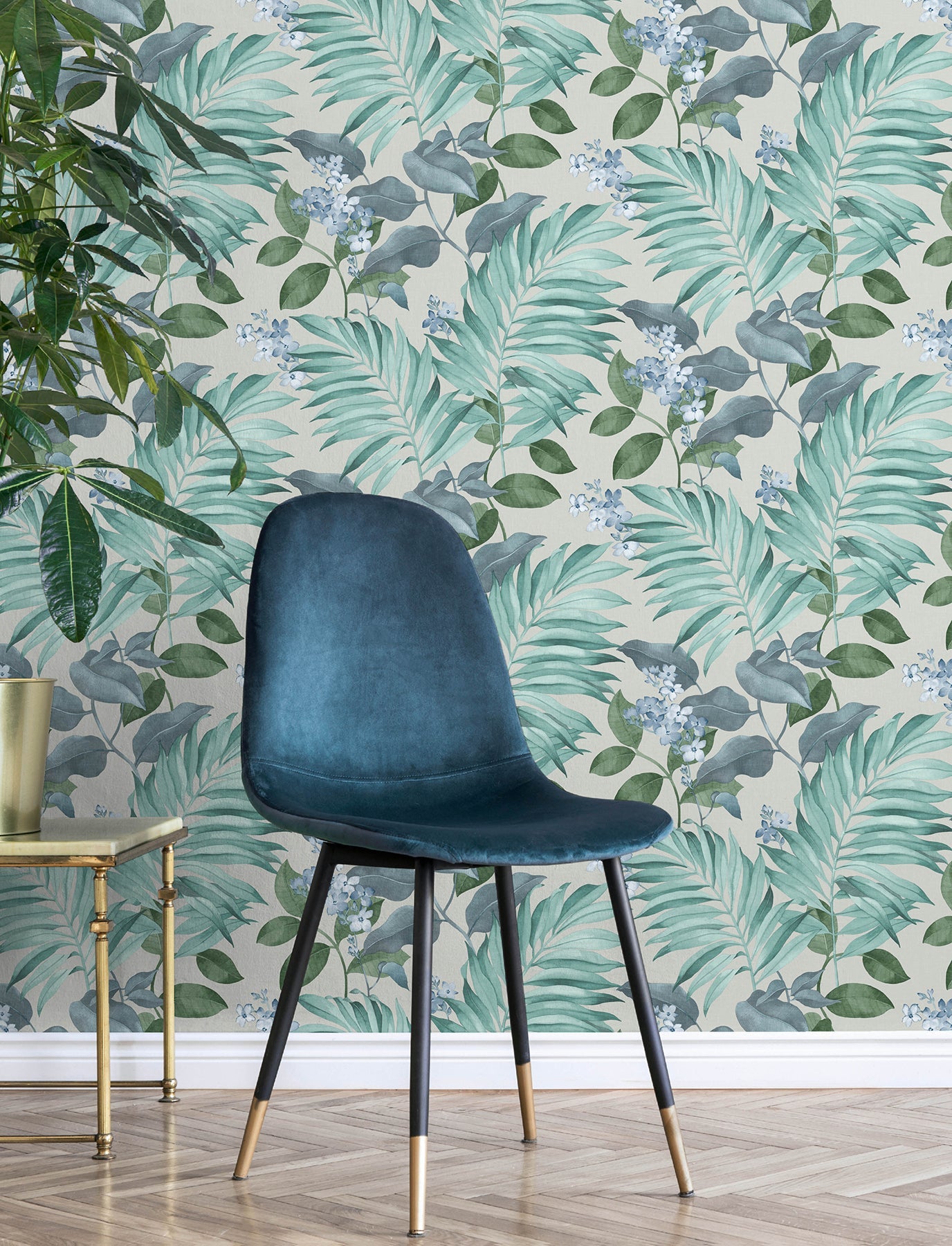 Advantage Eden Grey Tropical Wallpaper, 20.9-in by 33-ft