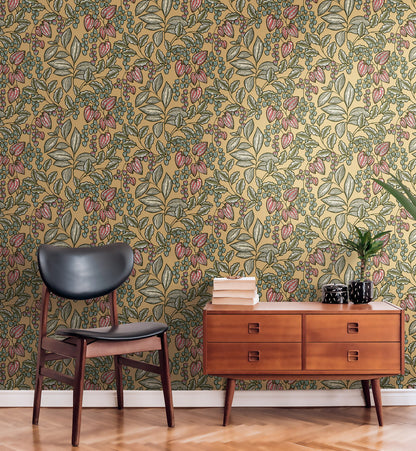 AS Creation Leif Mustard Vine Trail Wallpaper, 20.9-in by 33-ft