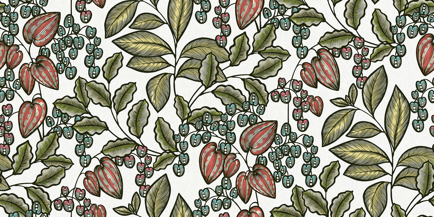 AS Creation Leif White Vine Trail Wallpaper, 20.9-in by 33-ft