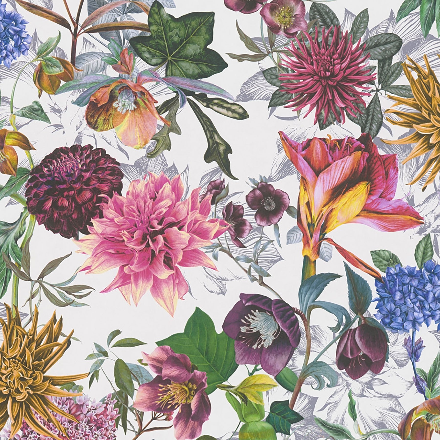 AS Creation Althea White Flower Garden Wallpaper, 20.9-in by 33-ft