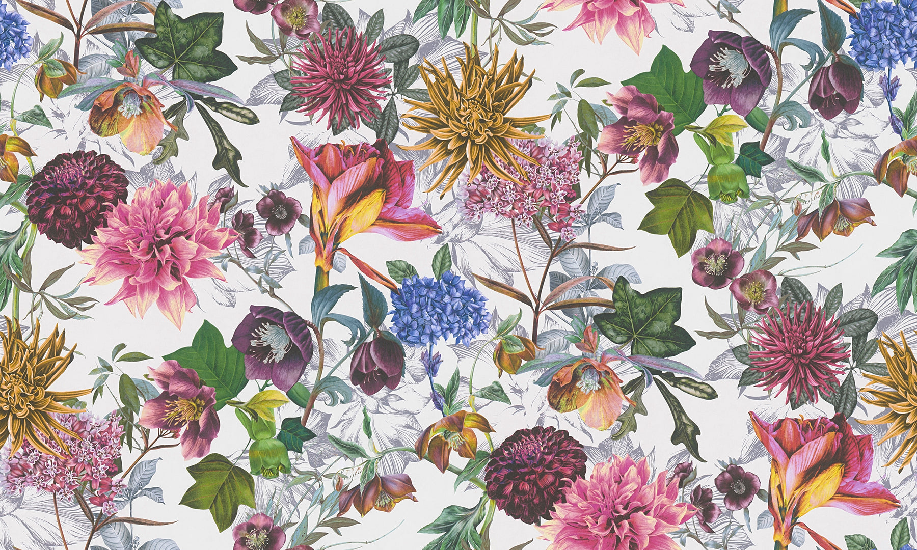 AS Creation Althea White Flower Garden Wallpaper, 20.9-in by 33-ft