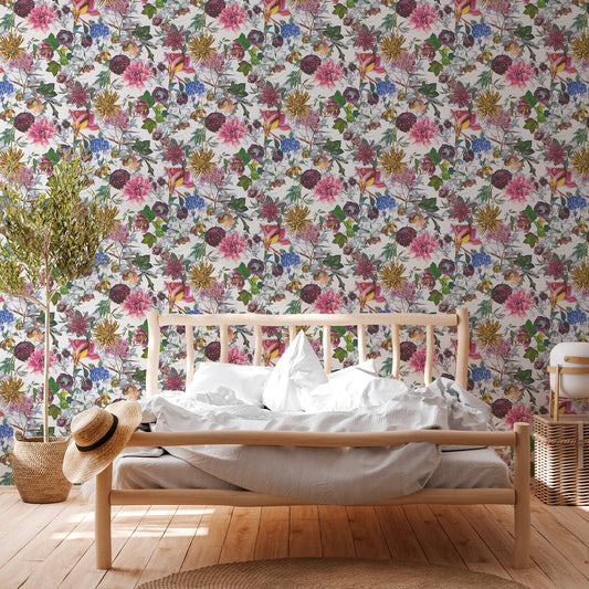 AS Creation Althea White Flower Garden Wallpaper, 20.9-in by 33-ft