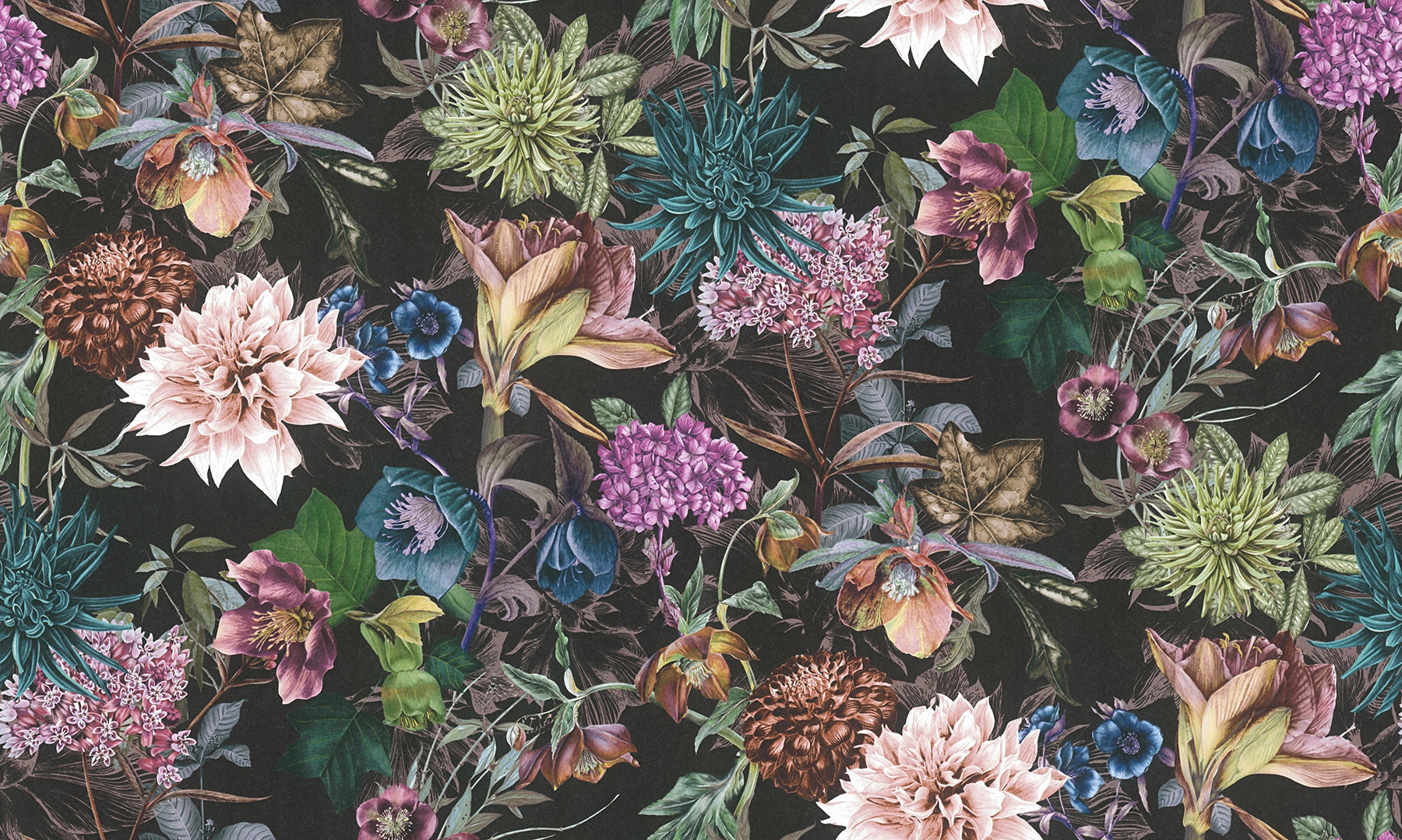 AS Creation Althea Black Flower Garden Wallpaper, 20.9-in by 33-ft