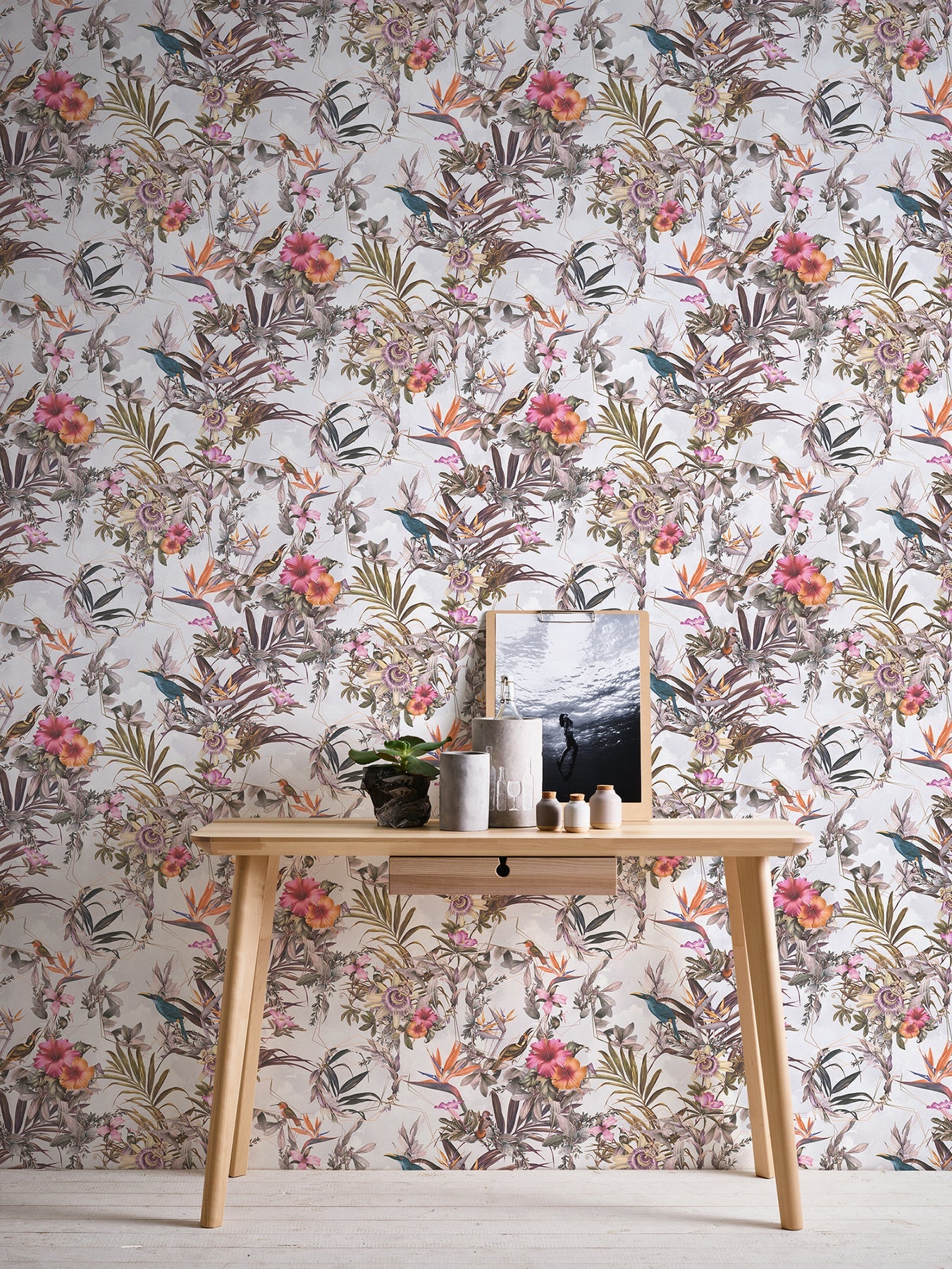 AS Creation Hollis White Tropical Wallpaper, 20.9-in by 33-ft