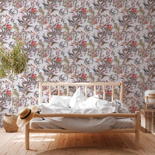 AS Creation Hollis White Tropical Wallpaper, 20.9-in by 33-ft