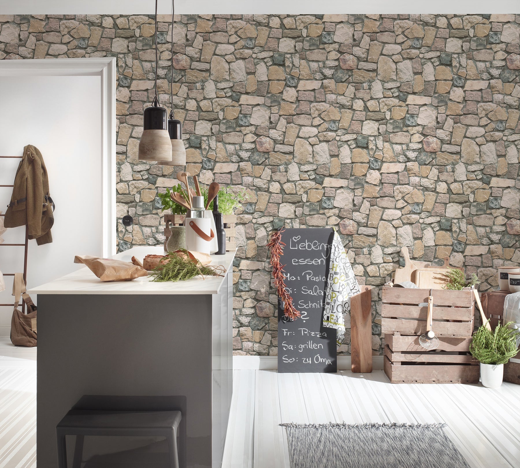 AS Creation Morris Neutral Natural Stone Wallpaper, 20.9-in by 33-ft