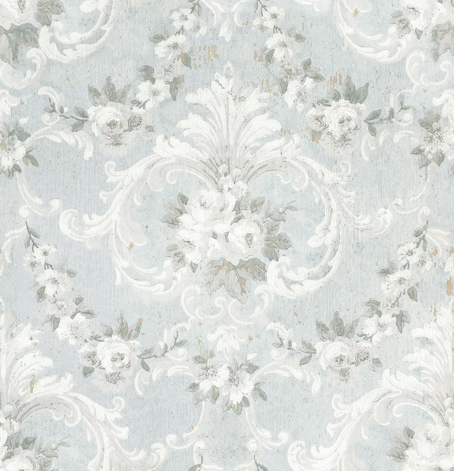 A-Street Prints This Old Hudson Vintage Blue Rose Damask Wallpaper, 20.5-in by 33-ft