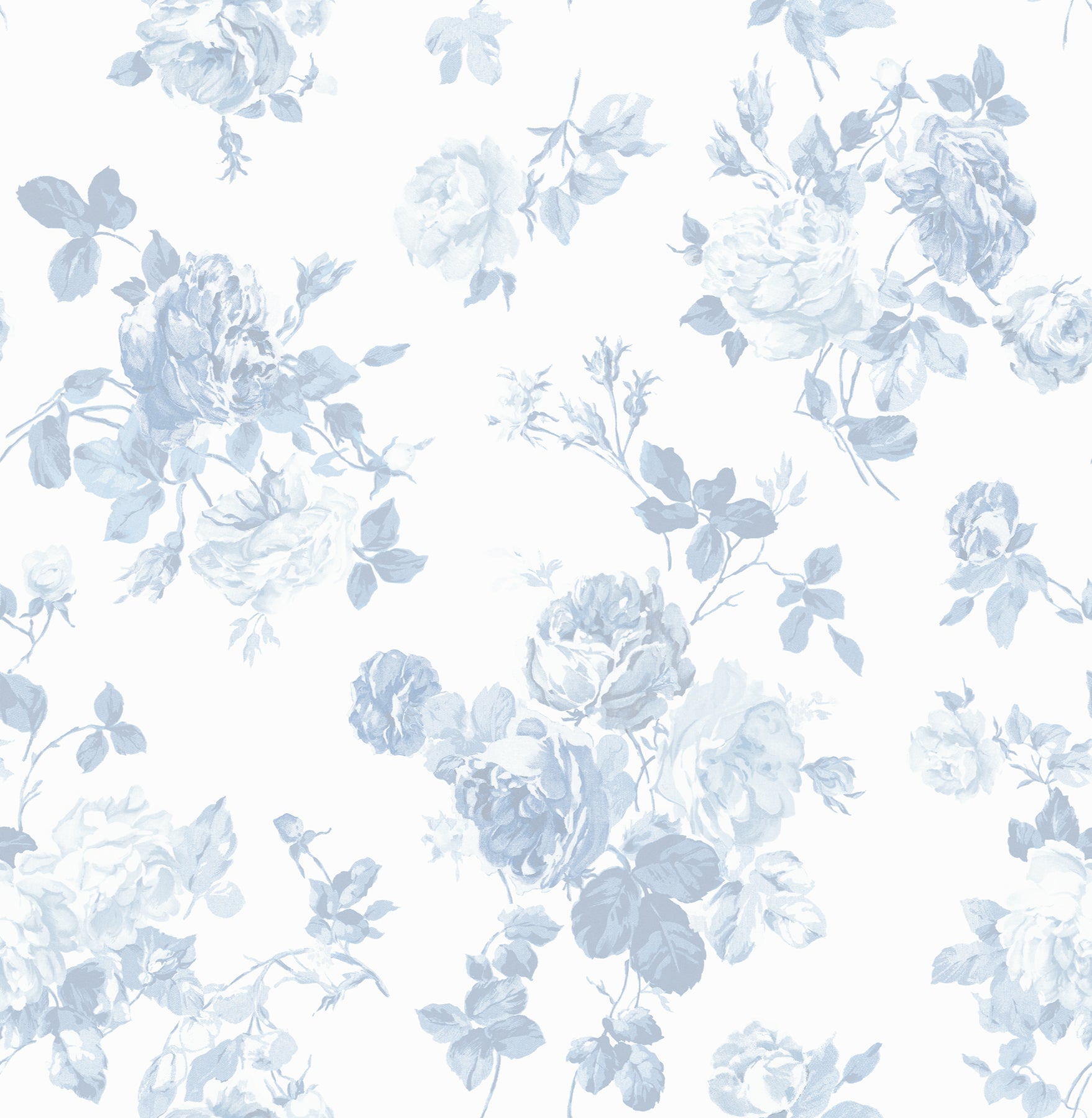 A-Street Prints Everblooming Rosettes Dreamy Sky Cabbage Rose Bouquets Wallpaper, 20.5-in by 33-ft