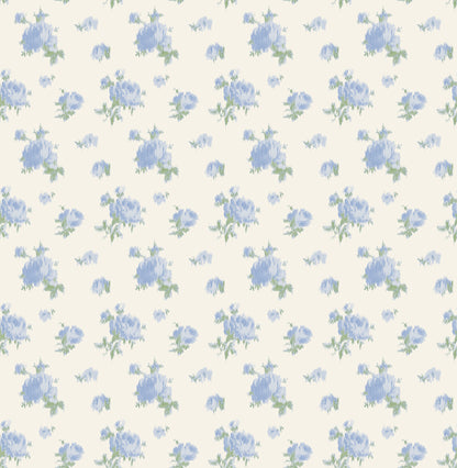 A-Street Prints Ikat Rose Blue Small Print Wallpaper, 20.5-in by 33-ft