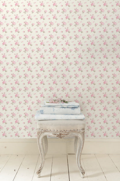 A-Street Prints Ikat Rose Tinted Petals Small Print Wallpaper, 20.5-in by 33-ft