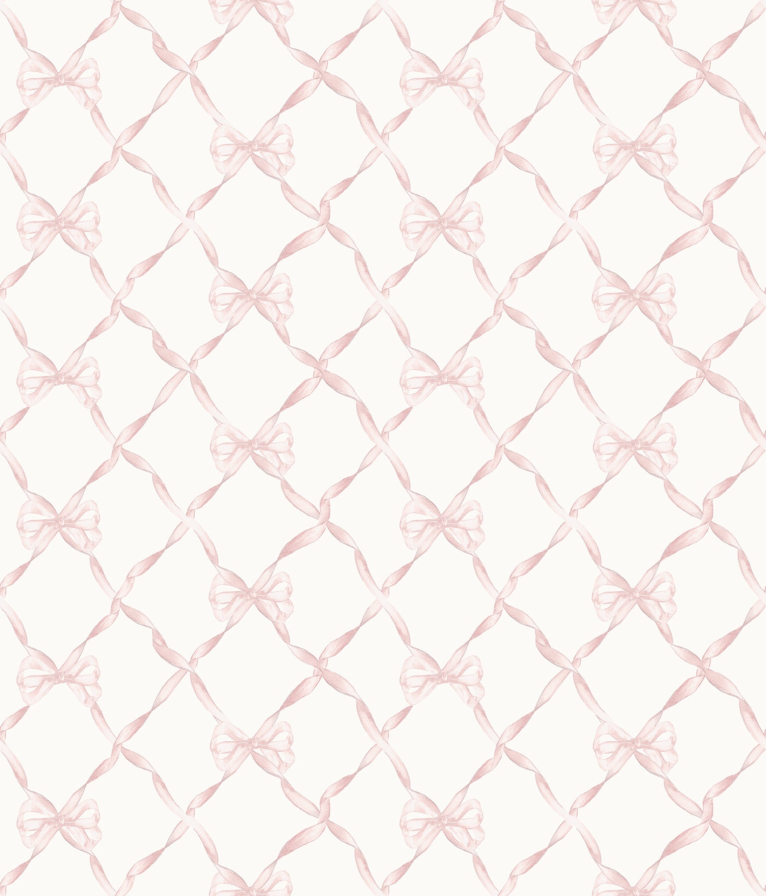 A-Street Prints Baby Bow Faded Primrose Ribbon Trellis Wallpaper, 20.5-in by 33-ft