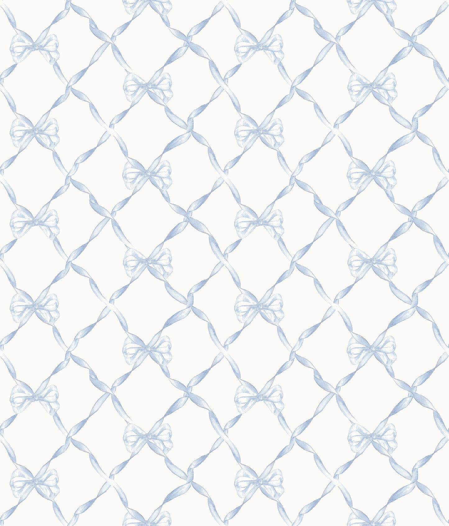 A-Street Prints Baby Bow Blue Bella Ribbon Ribbon Trellis Wallpaper, 20.5-in by 33-ft