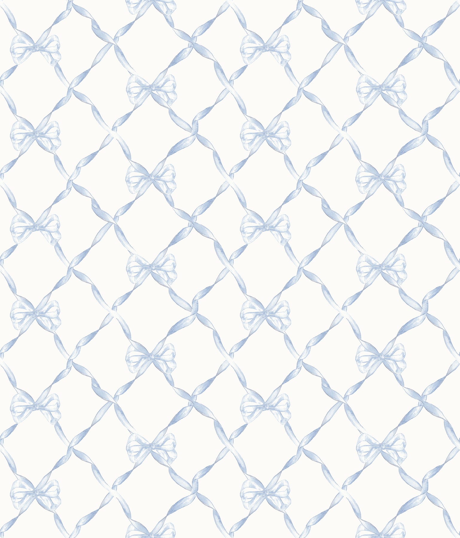 A-Street Prints Baby Bow Blue Bella Ribbon Ribbon Trellis Wallpaper, 20.5-in by 33-ft