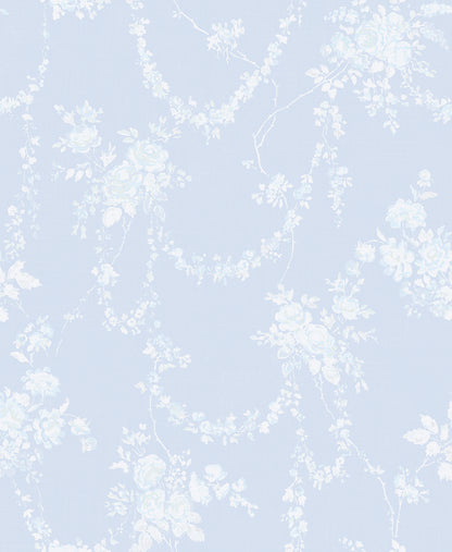 A-Street Prints Chandelier Gates Blue Gemstone Floral Drape Wallpaper, 20.5-in by 33-ft