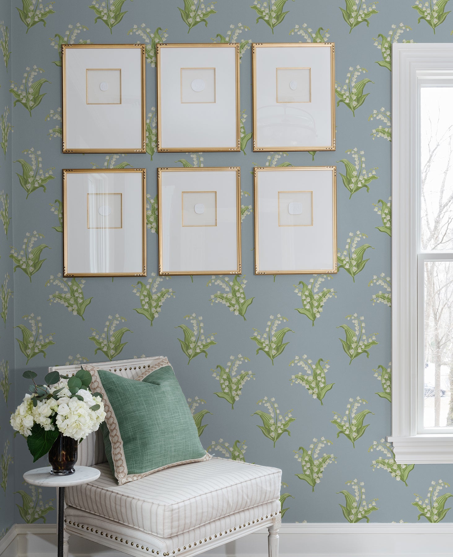 A-Street Prints Farmington Blue Heather Lily of the Valley Wallpaper, 20.5-in by 33-ft