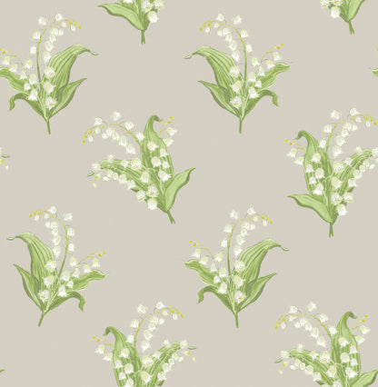 A-Street Prints Farmington Stone Lily of the Valley Wallpaper, 20.5-in by 33-ft